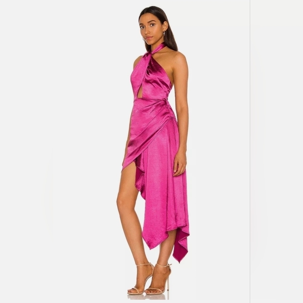 Elliatt X Revolve Caroline Halter Dress In Ruby Satin Size XS NWT - Picture 3 of 15